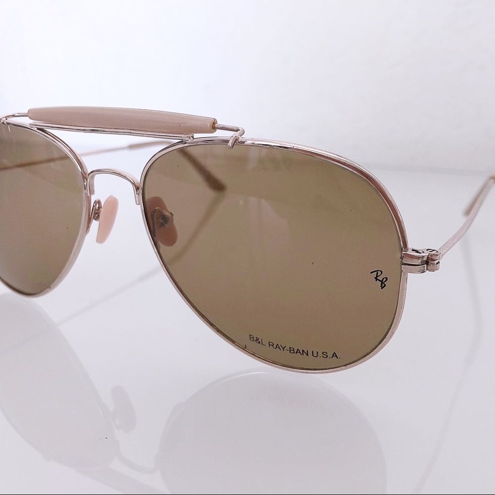 RAY-BAN AVIATOR gold metal sunglasses & light pink